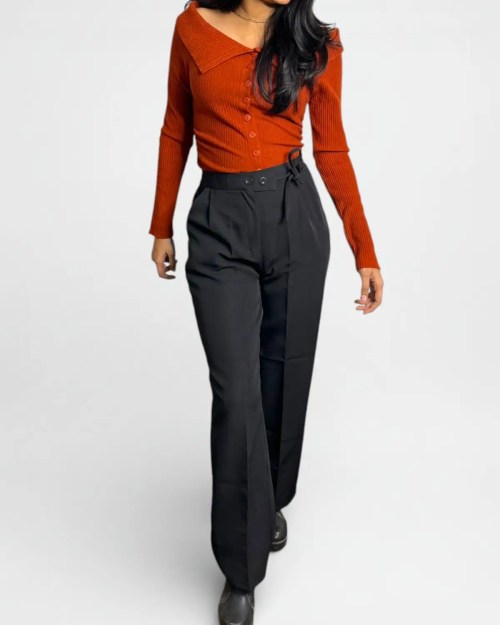 Home Black knot Women's Straight Korean Pants